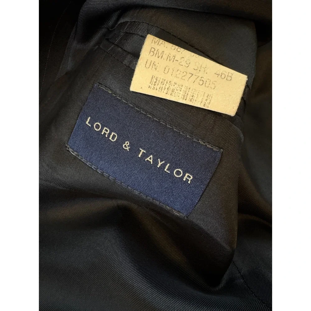 Ralph Lauren 40S‎ Short Blazer Navy Blue Pinstripe 3 Button Wool Jacket